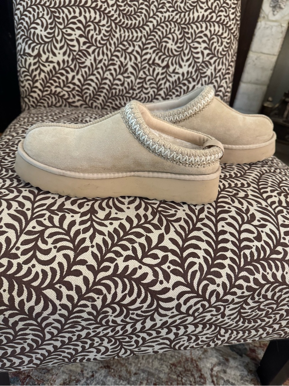 Altar'd State Beige Suede Slip-On Platform Clog